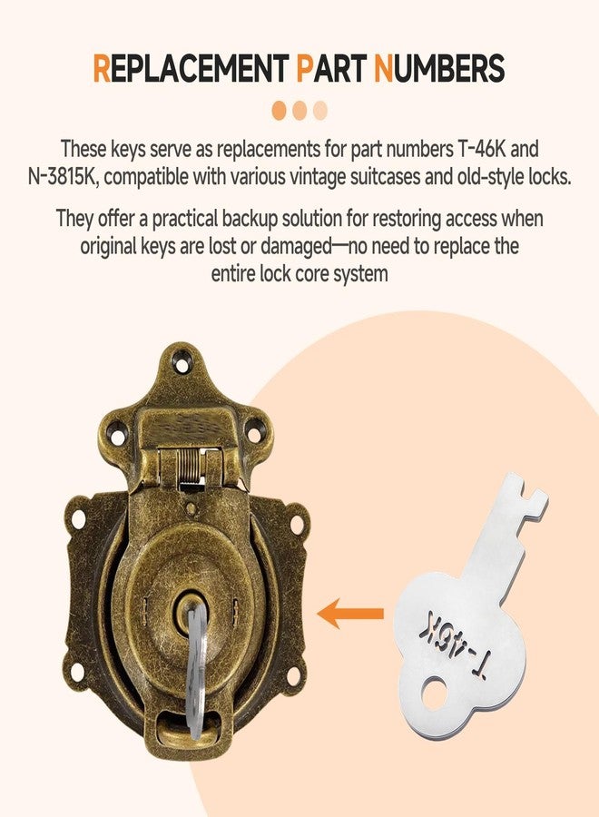 MUGLFPT (4-Pack) T-46K Trunk Lock Keys Replacement, Compatible with G‑1 & G‑3 Series Locks on Vintage Trunk, Antique Steamer Trunk, Also Fits 3815 & 3835 Series Trunk Lock, Replaces N-3815K - Image 4